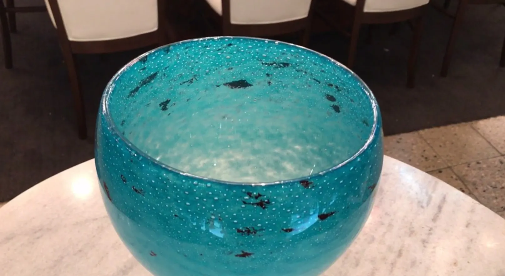 antique signed glass by schneider in a vibrant blue