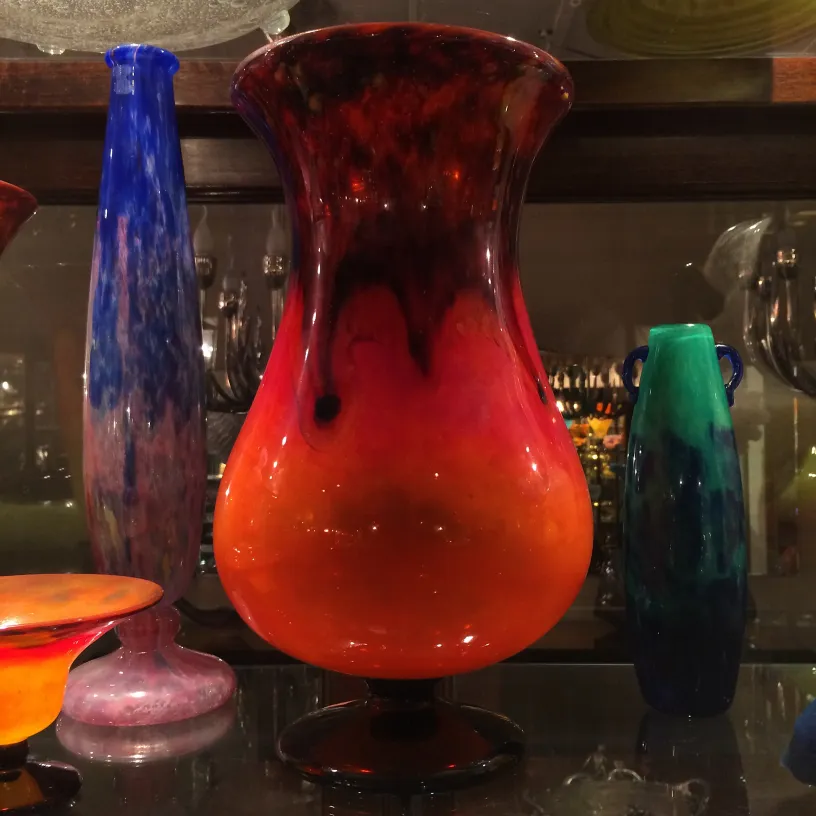 vaso colorato in vetro firmato schneider antico