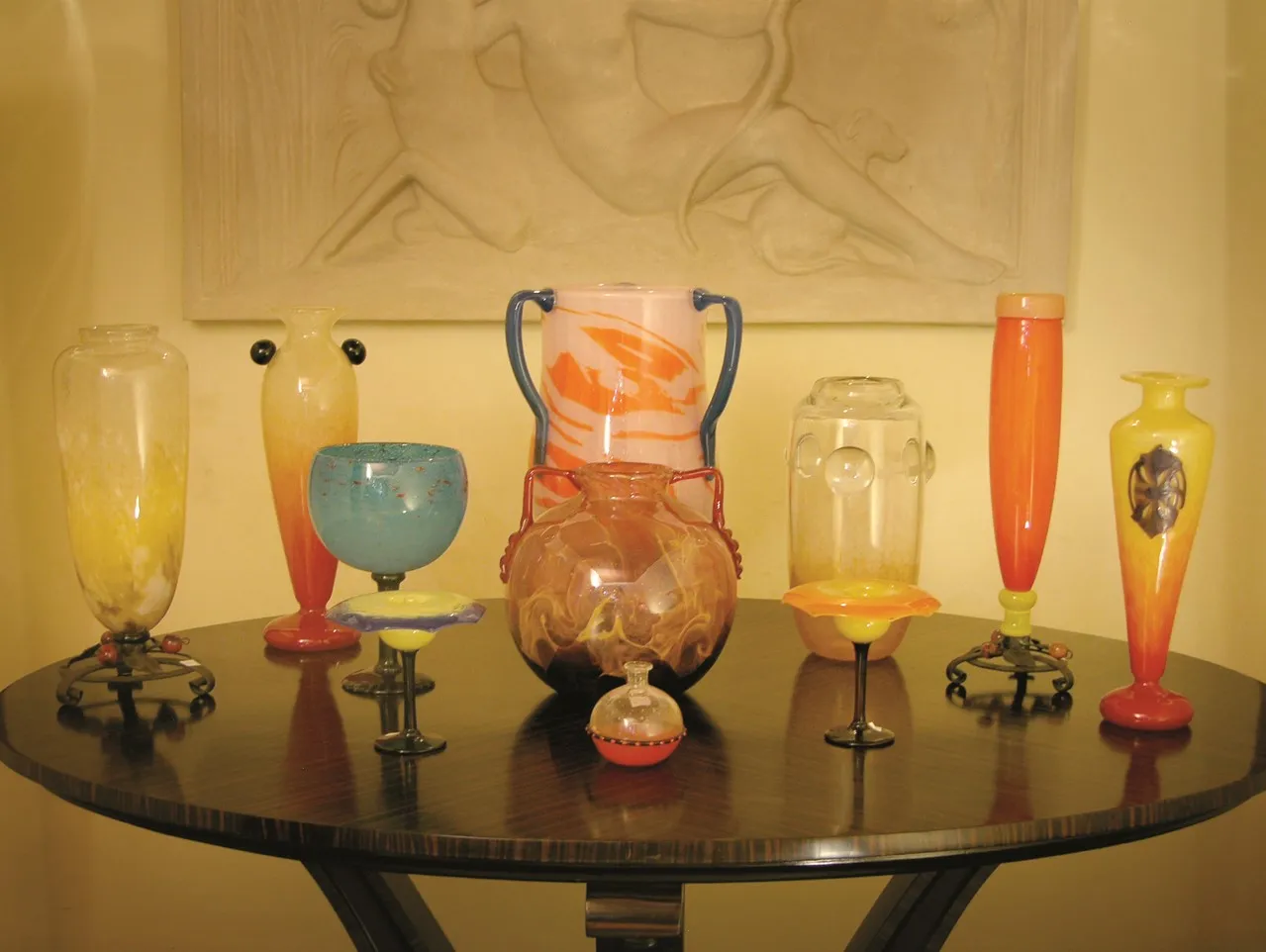 Verre ancien signé par Schneider en plusieurs couleurs