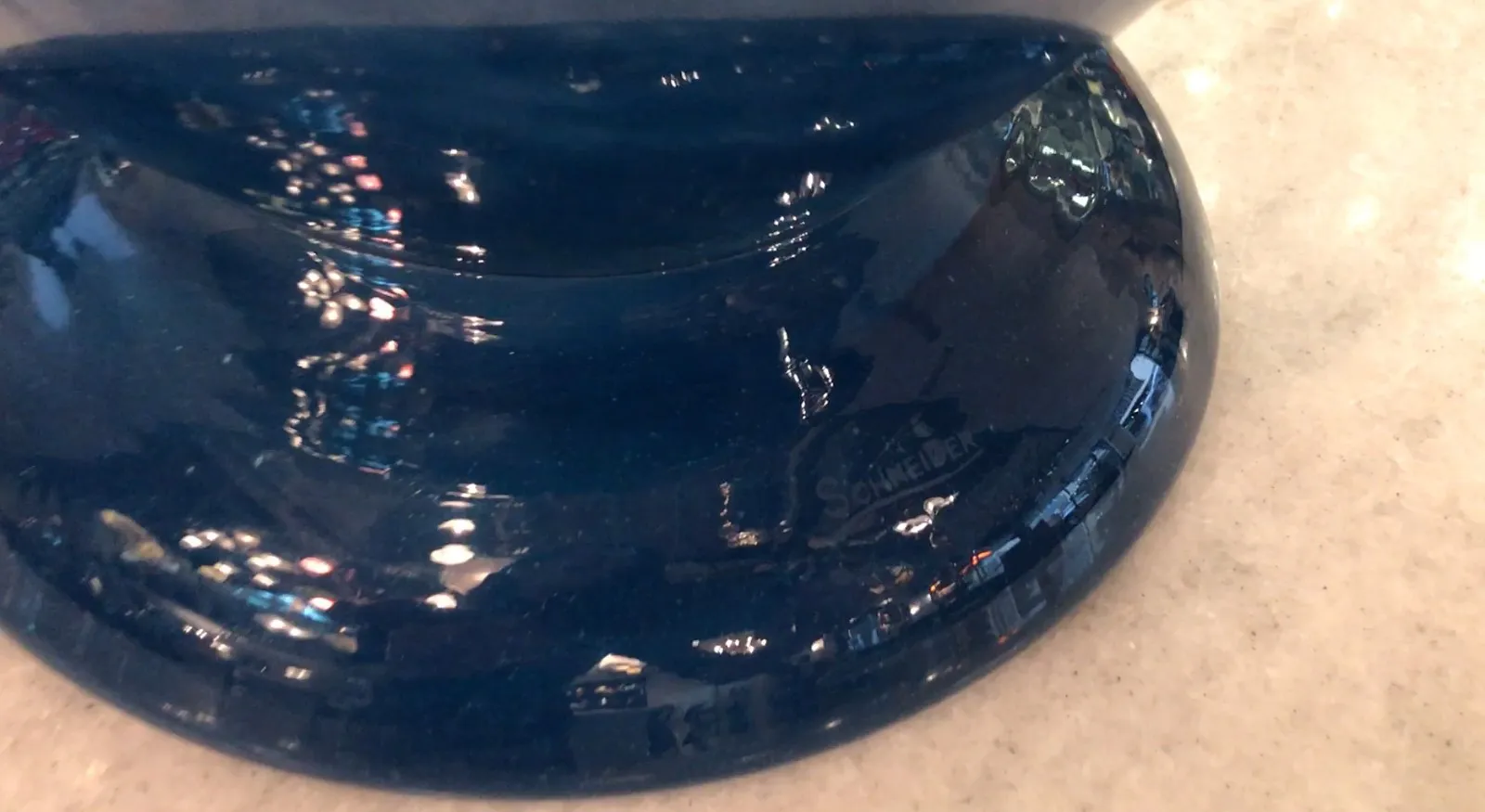 Blue glass with Schneider's signature, French antique.