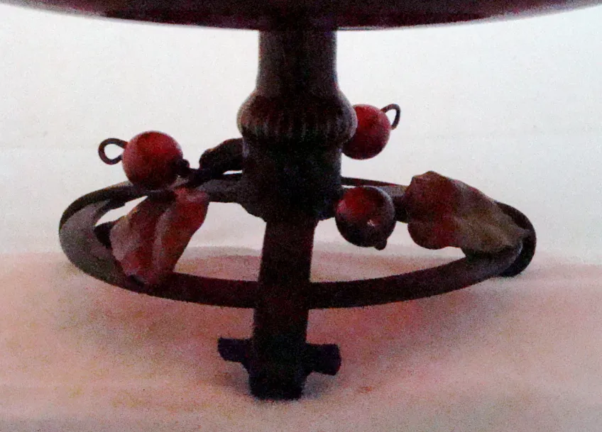 antique with signed glass schneider, decorative base and details