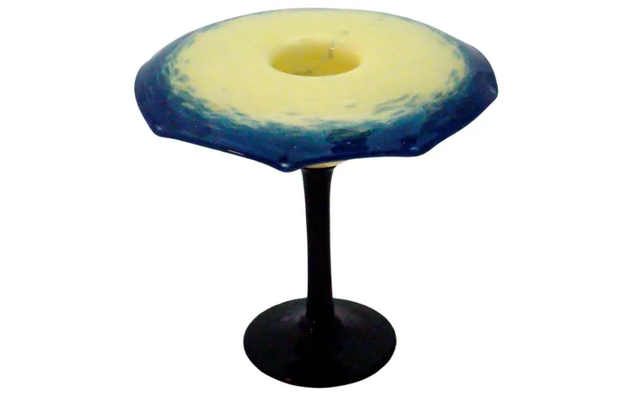 verre signé par schneider, forme circulaire avec base noire