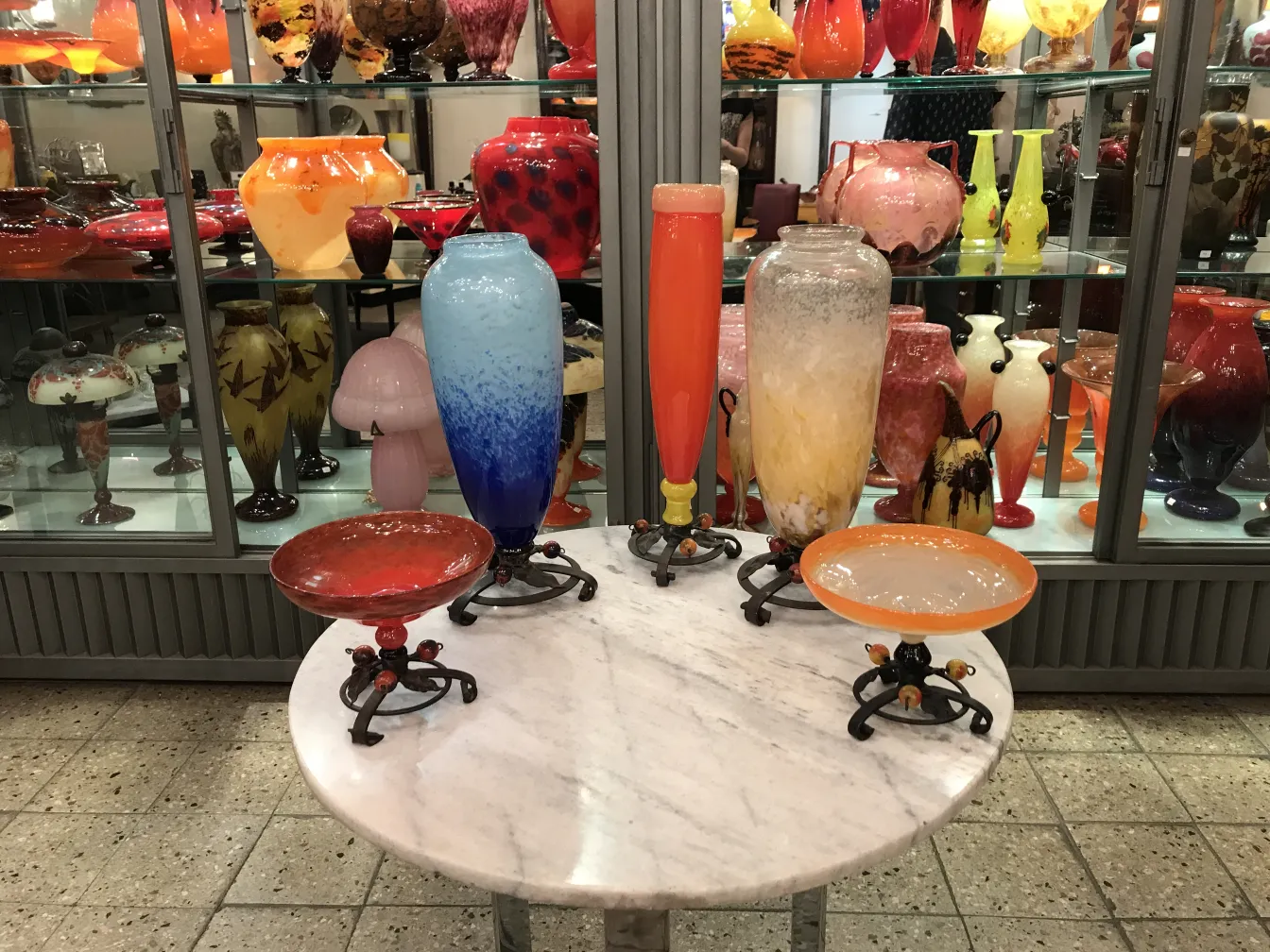 dekoratives signiertes glas von schneider, antik