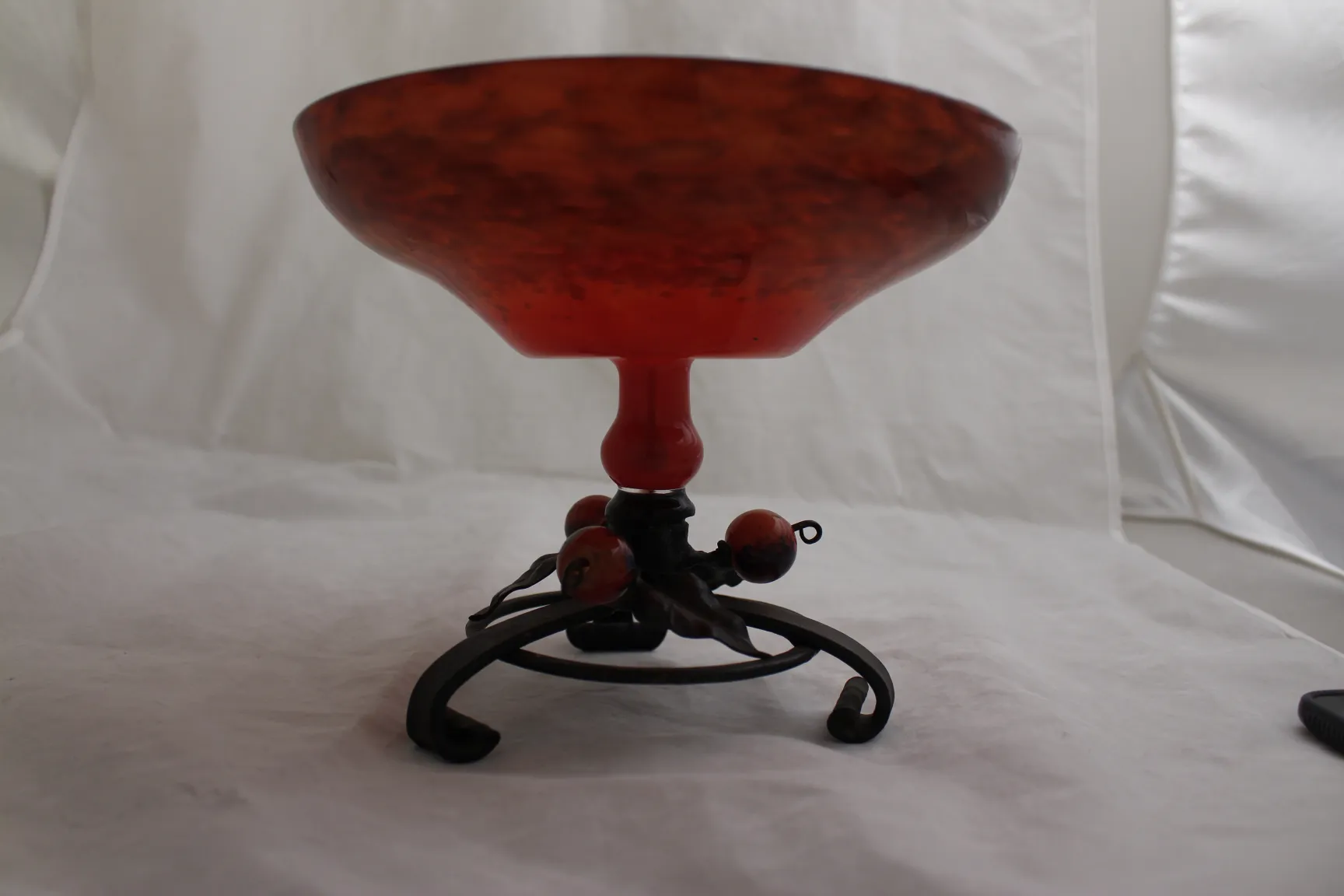 Decorative signed glass by Schneider with ornamental base