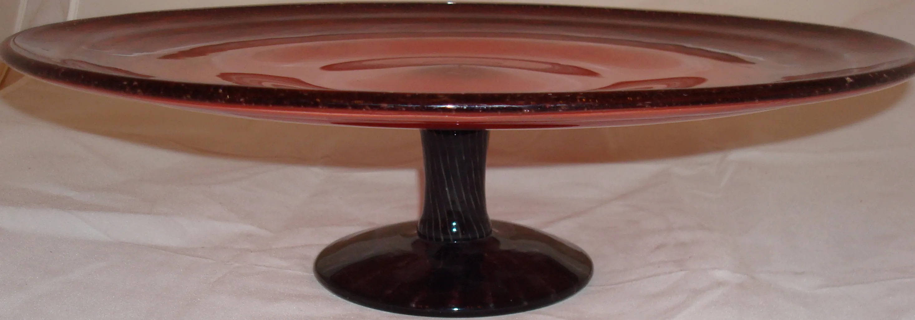 SIGNED glass Schneider on pedestal, deep red color