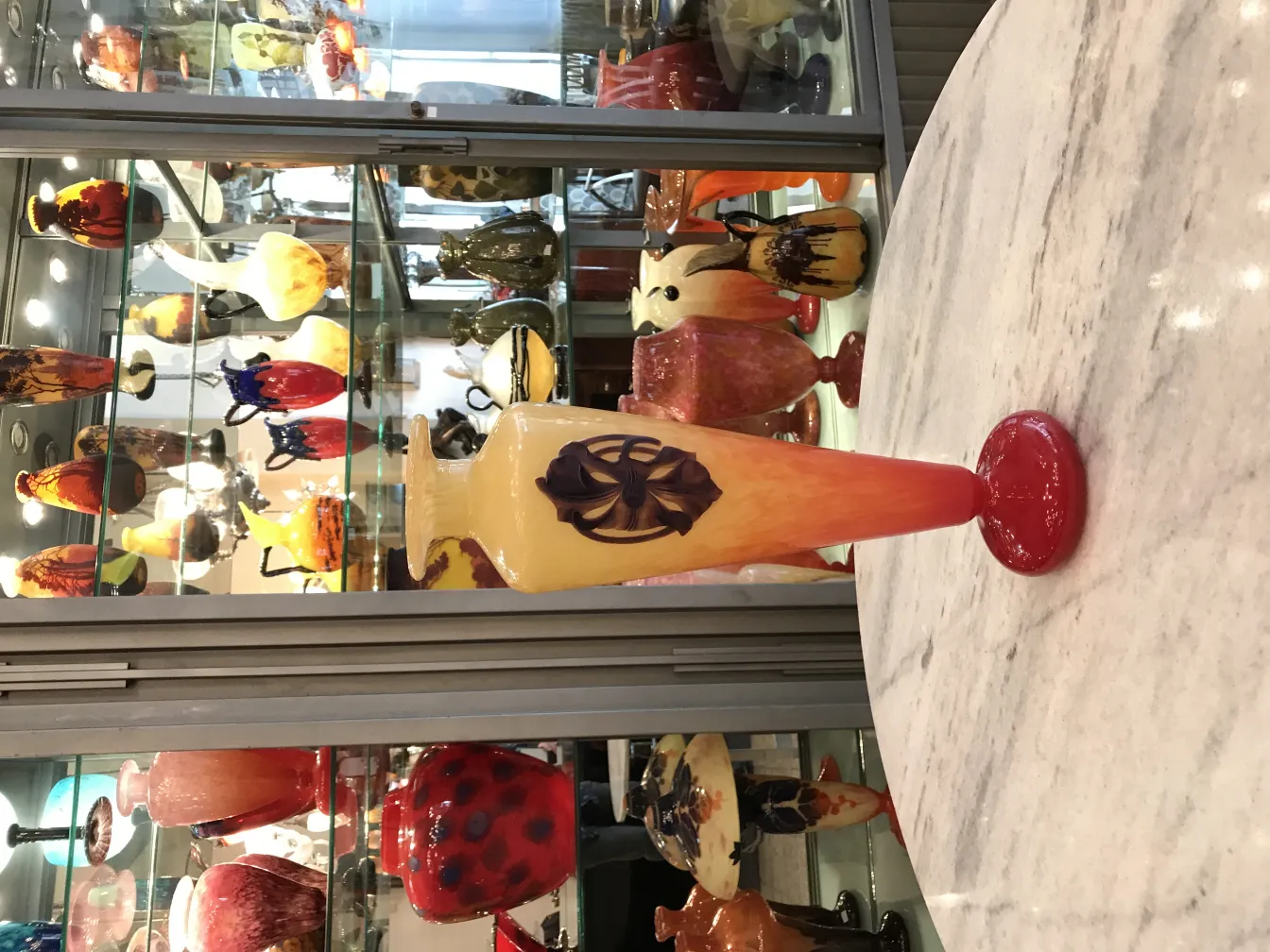 Antique glass vase with Schneider's signature in French