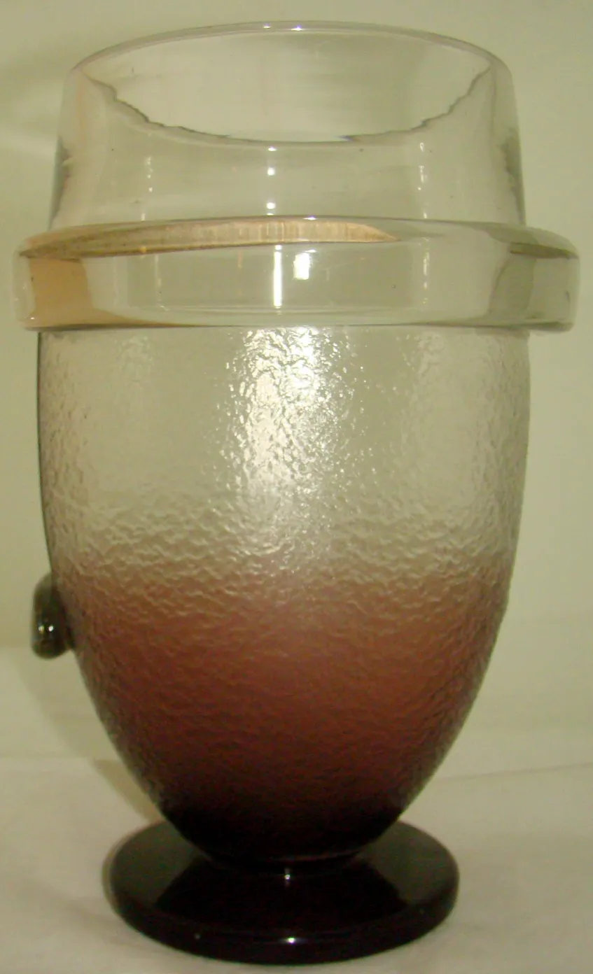 textured glass with dark base, signed, antique piece