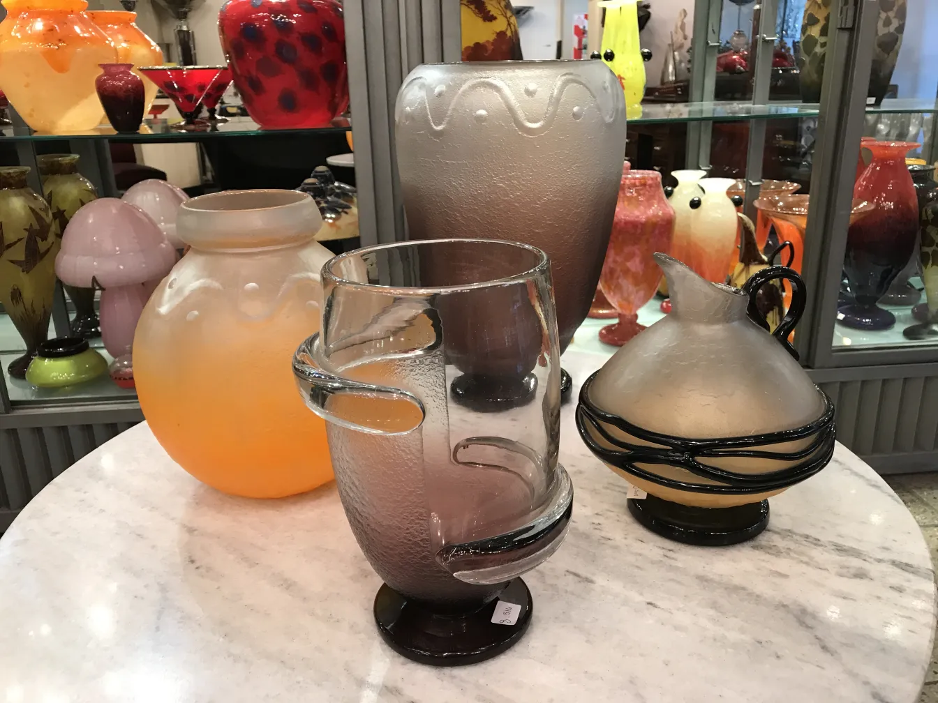 antique signed glass by Schneider, appealing design