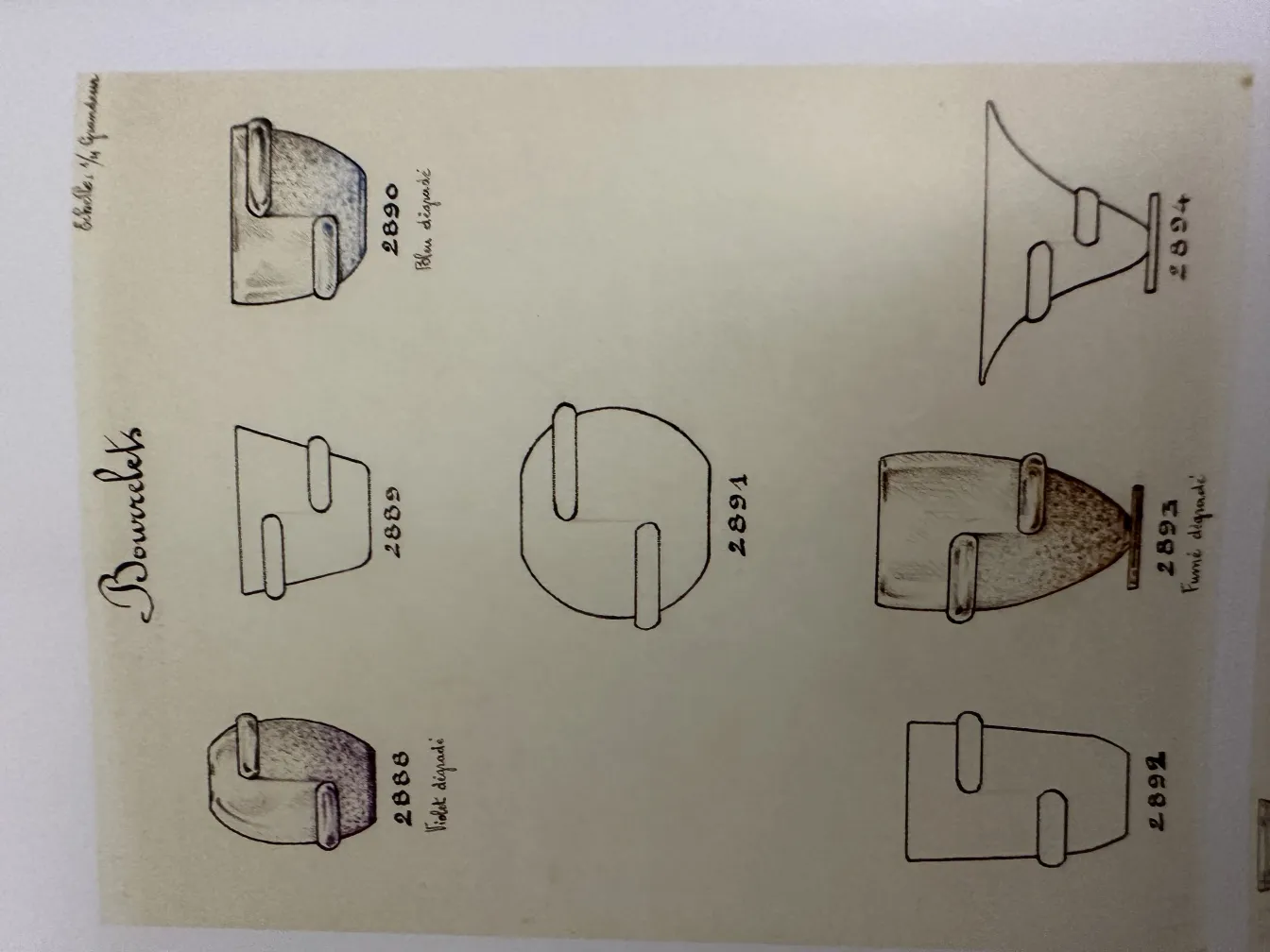 Illustrationen von Antiquitäten mit signiertem Glas Schneider in verschiedenen Stilen.