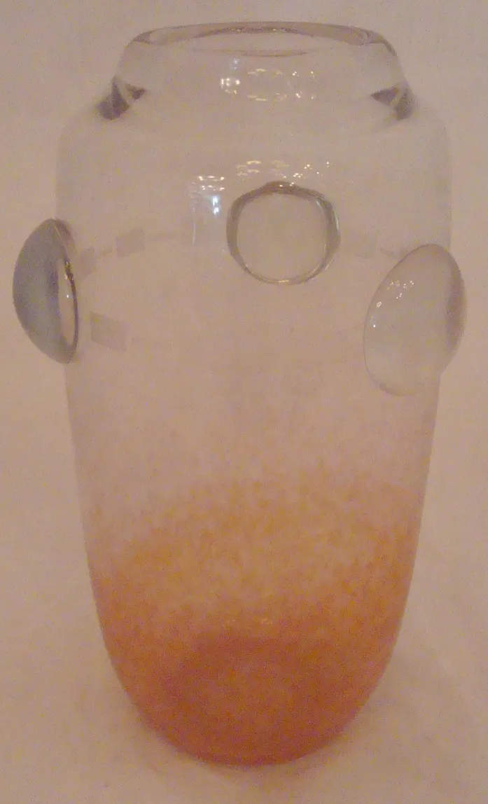 Signed glass with decorative elements by Schneider, French antique.