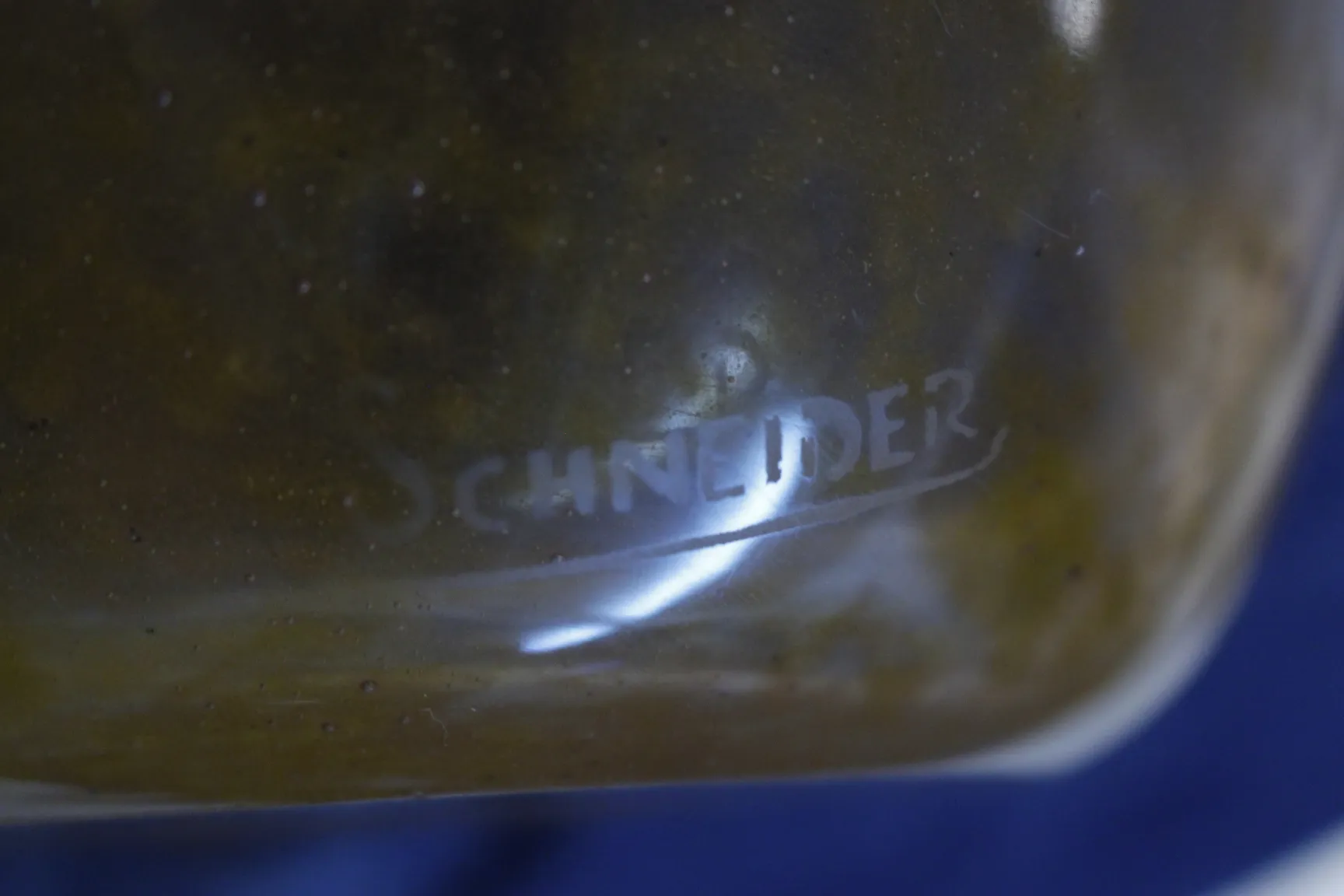 antique glass signed by Schneider, decorative context background