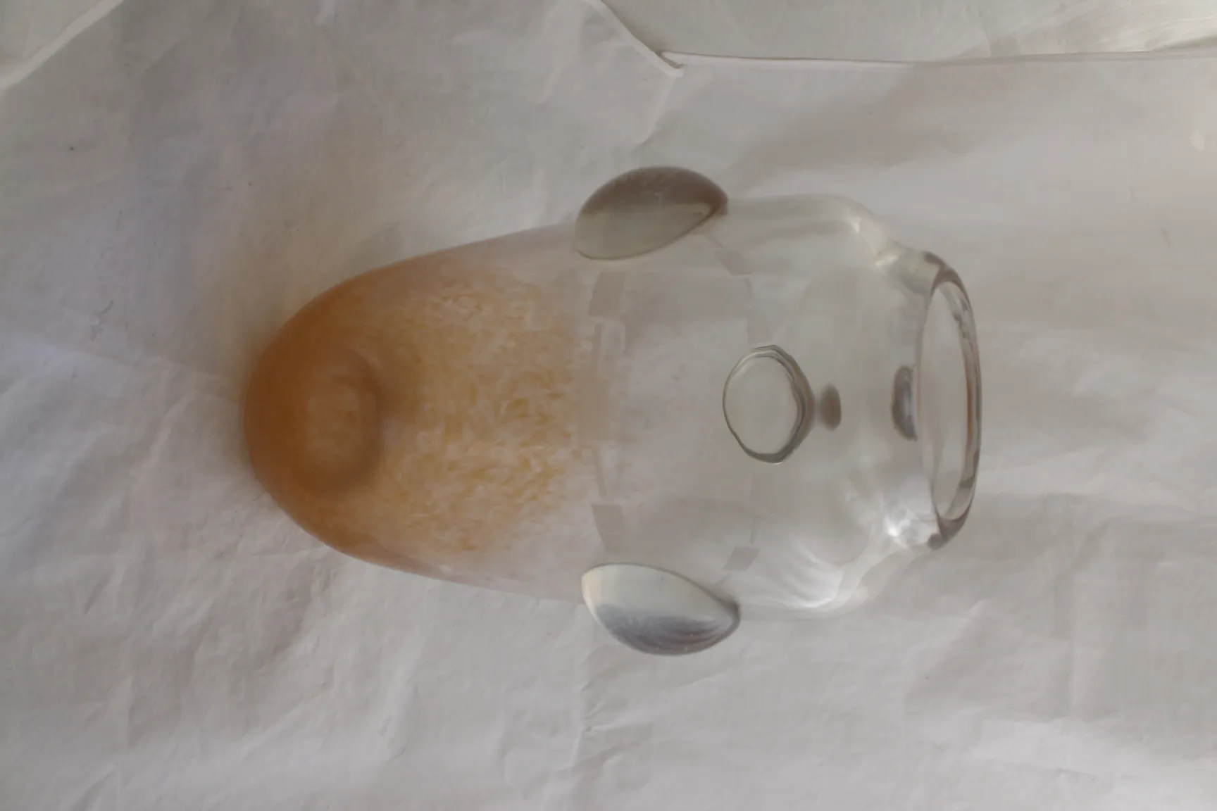 Signed glass Schneider, French antique with delicate details and smooth curves.