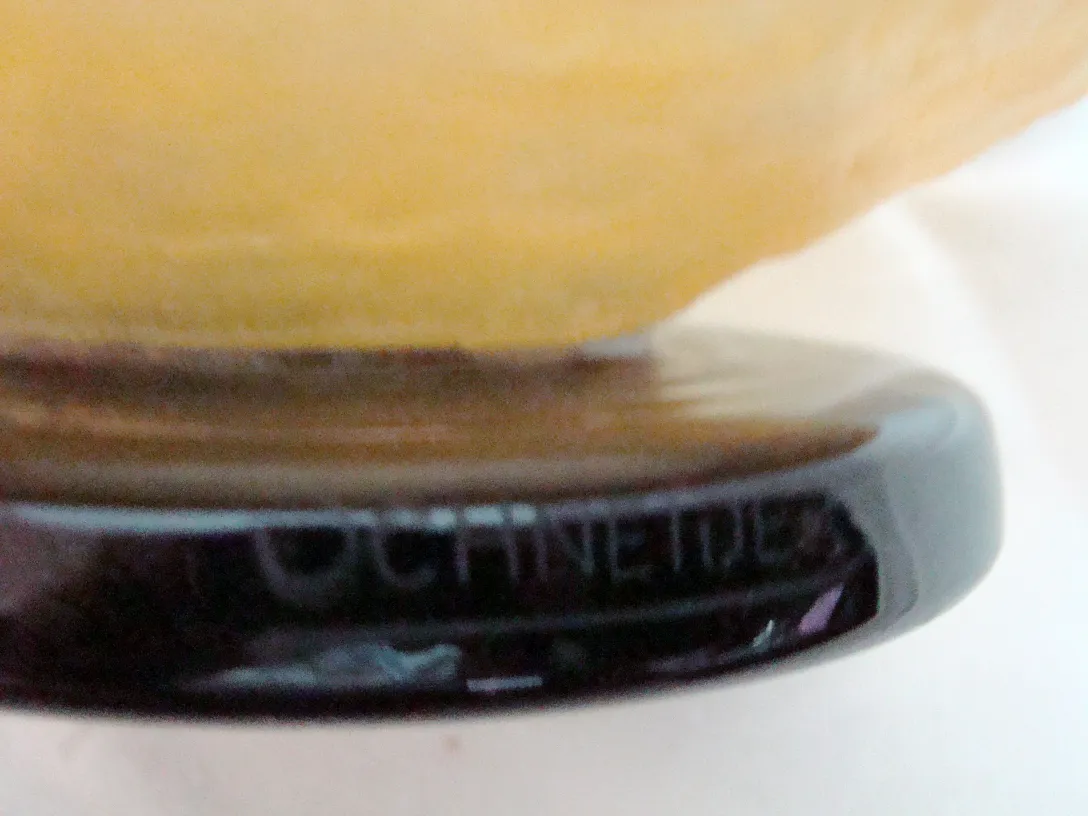 Antique signed glass by Schneider, with details at the bottom.