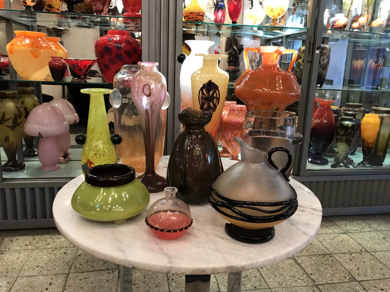 vetro firmato antico di schneider con sfondo decorativo