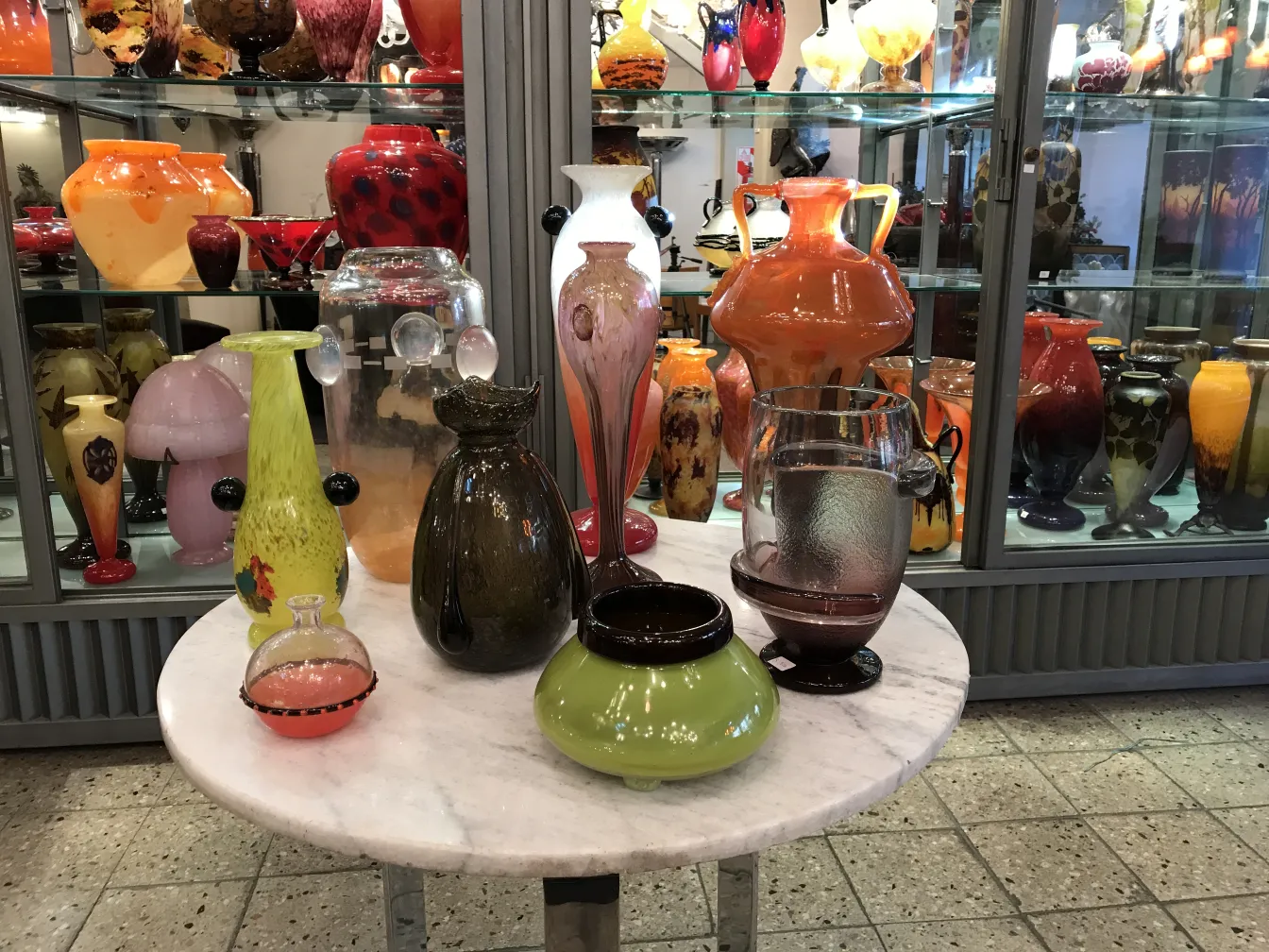 Antique Schneider signed glass with vibrant colors, unique piece.