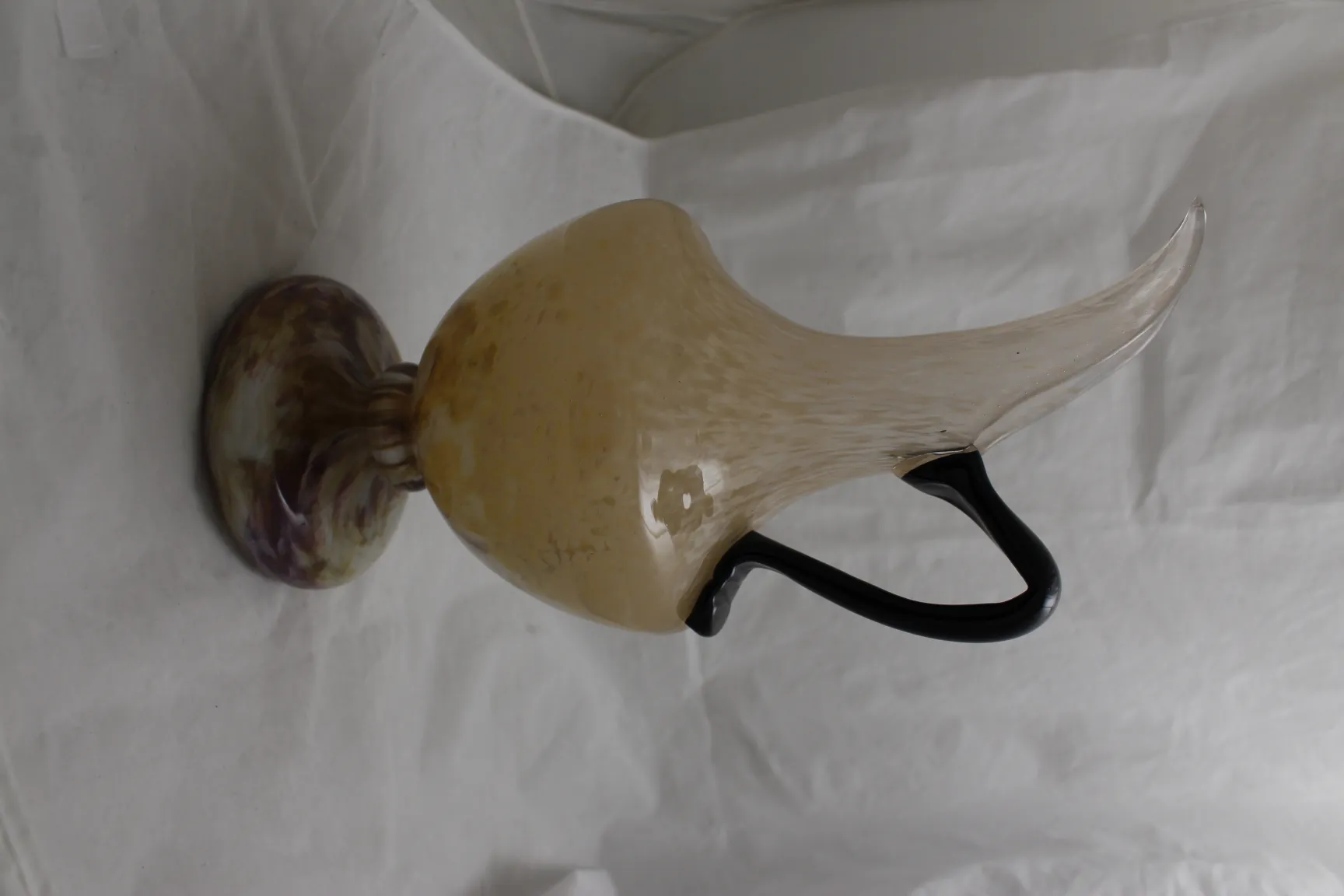 glass signed by Schneider with wide shape and black handle