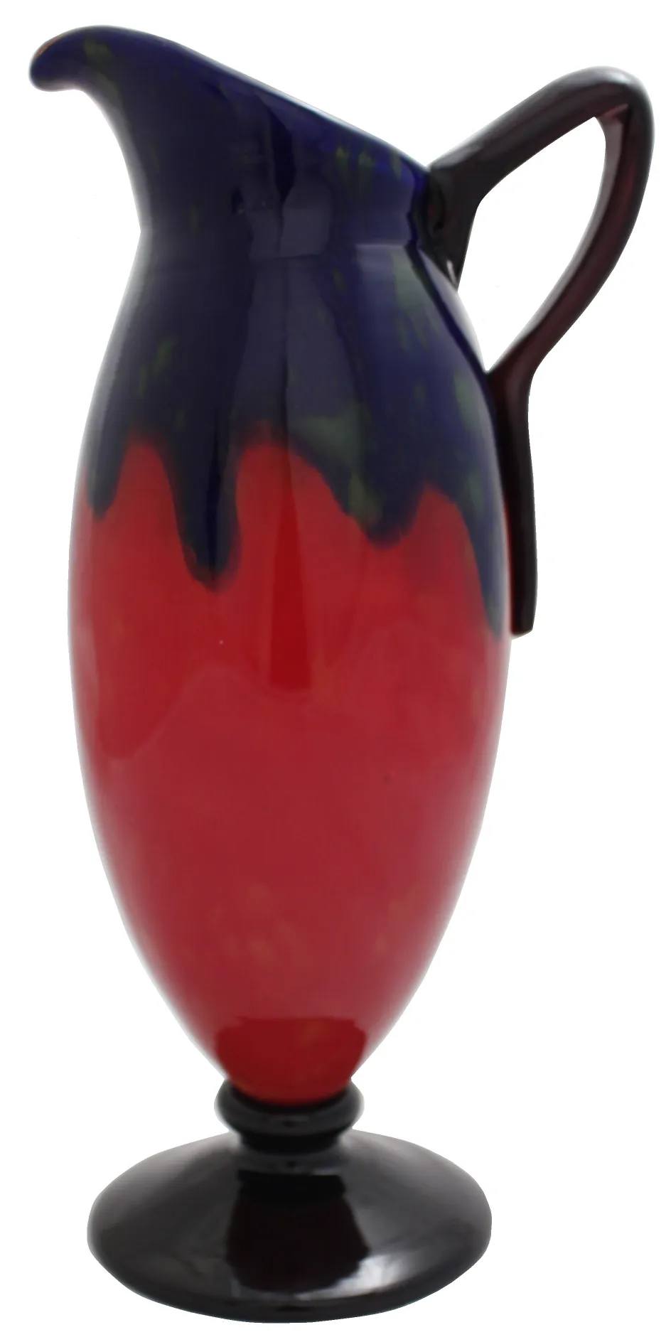 Verre signé Schneider, ancienne décoration colorée avec design distinctif.