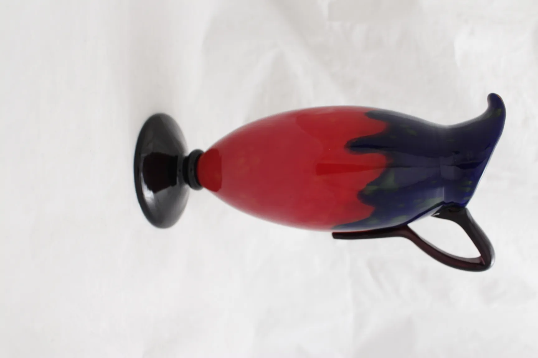 antique signed glass by schneider in red and black tones