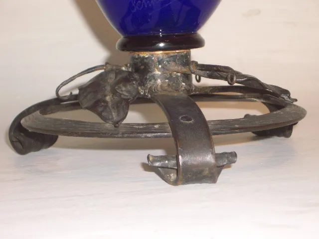 decorative base of antique signed glass Schneider French