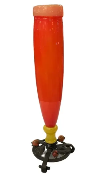 antik signiertes glas von schneider mit buntem fuß