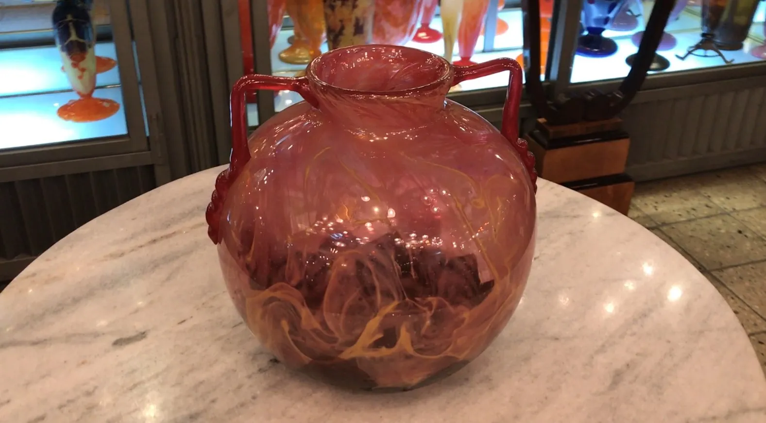 vase with pink and yellow pattern, antique piece