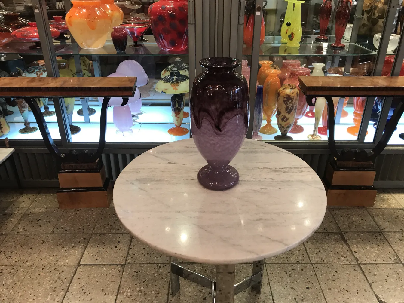 Vase ancien signé Schneider en teintes violettes, décoratif