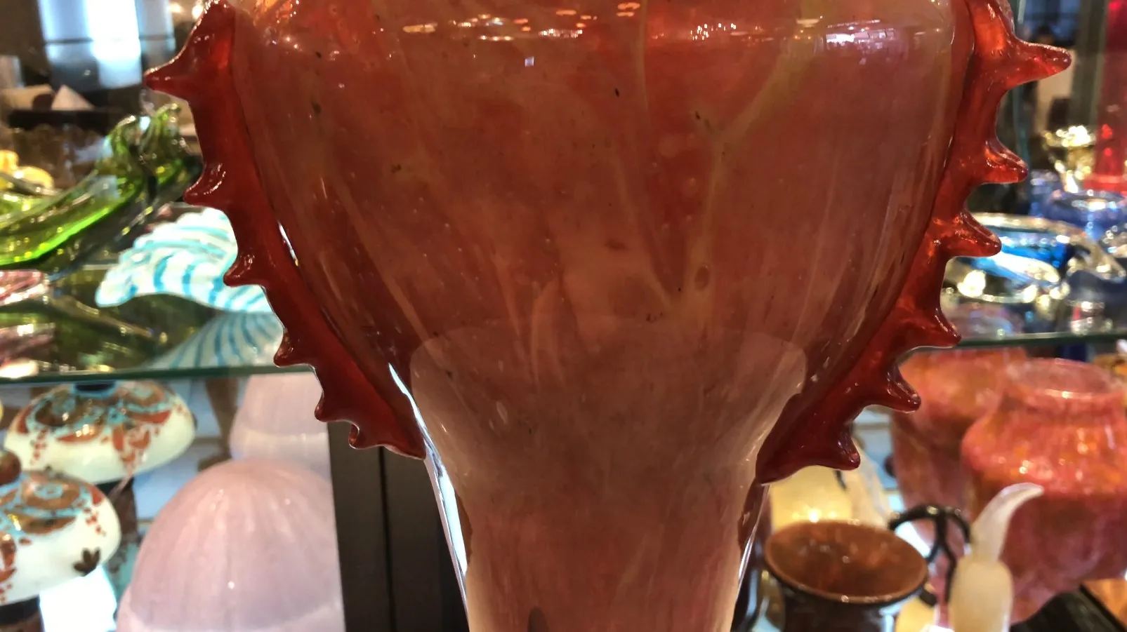 Antique vase with decorative details in signed glass