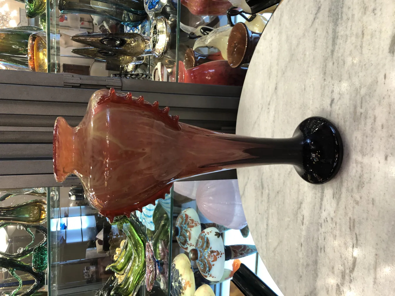 antique glass with elegant and turned design