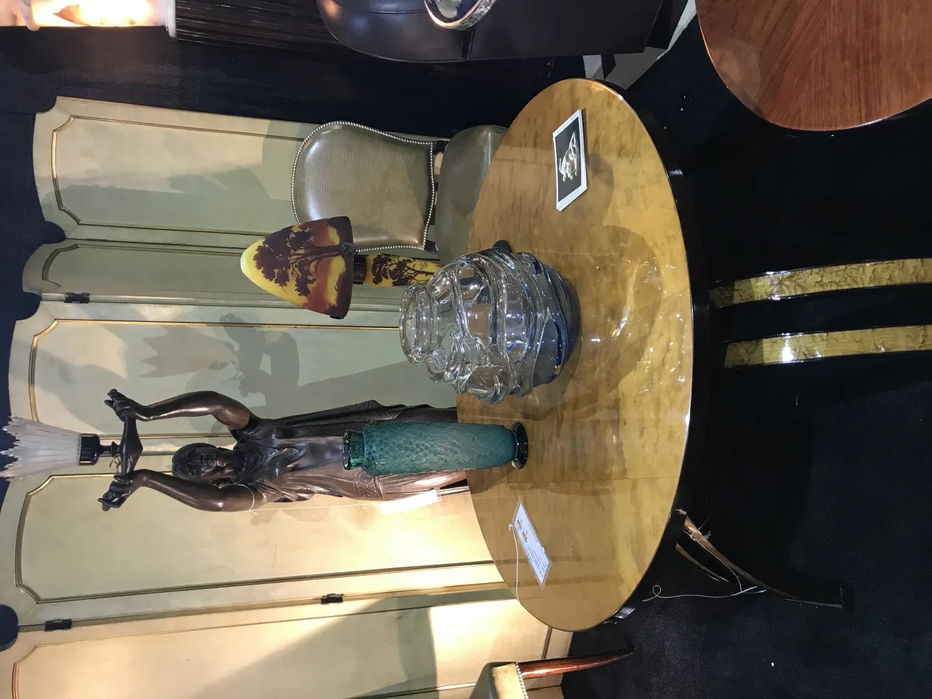 Antique signed glass by Schneider, unique design and decoration.