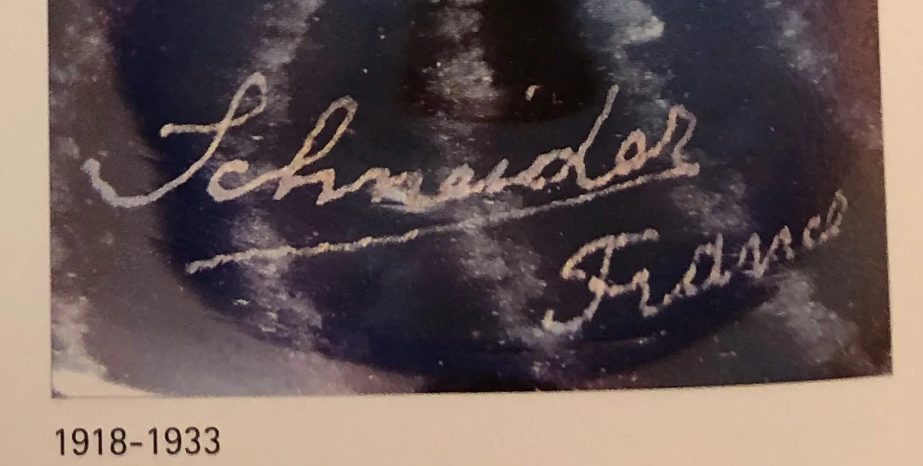 Antique glass signed by Schneider with dark background