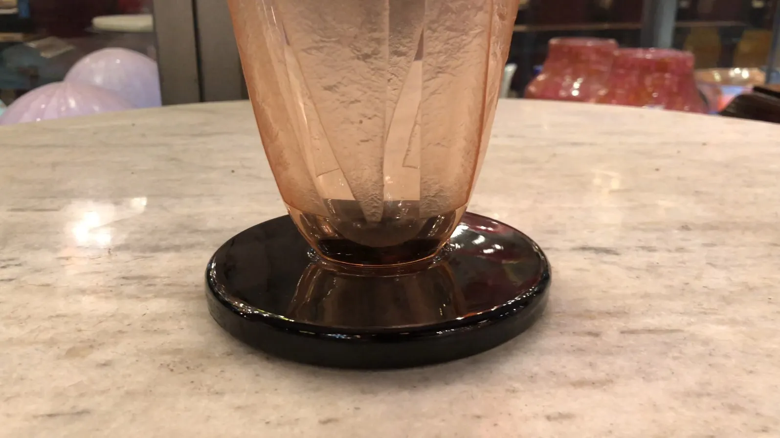 Schneider signed glass on black base, antique decorative piece