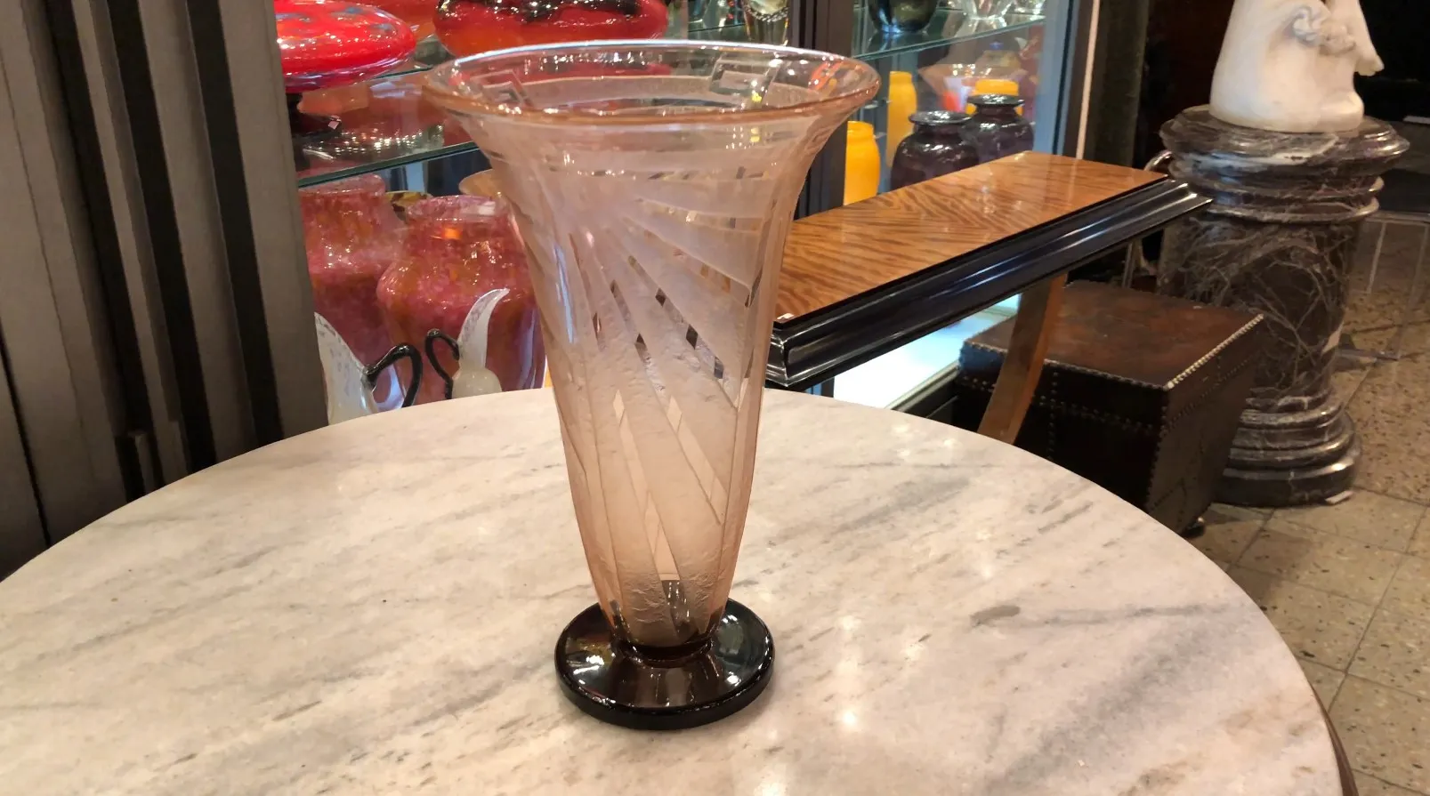 antique glass with twisted design signed by Schneider, French style