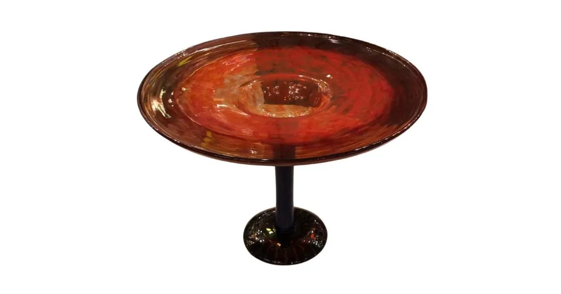 dekoratives glas mit der signatur von schneider in rot und orange