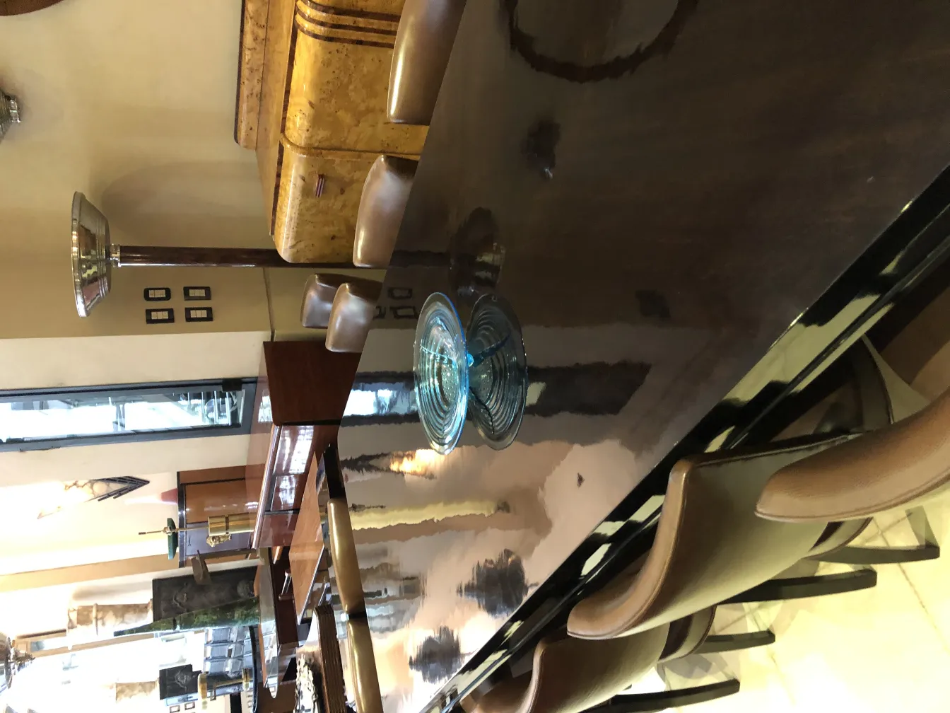 декоративная чаша из антикварного муранского стекла синего цвета