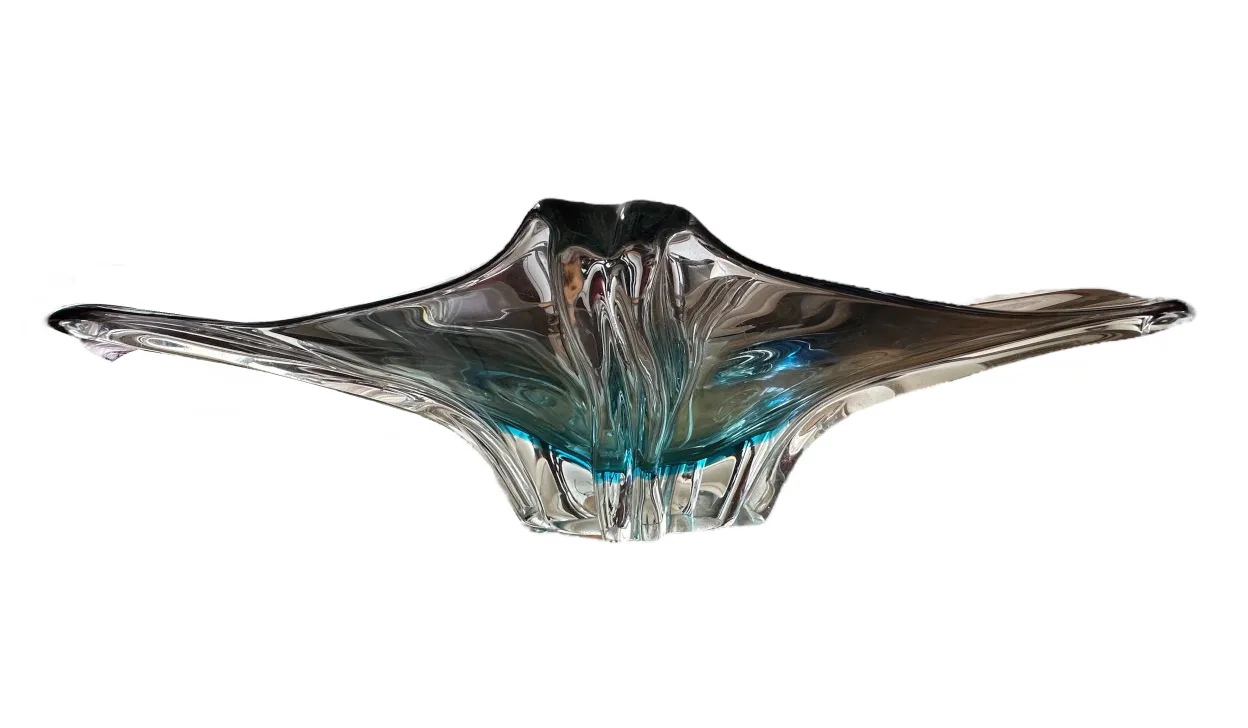 murano glass piece with wavy shapes and subtle colors
