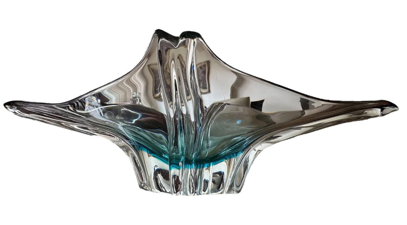 Decorative murano glass piece with elegant shapes and aqua color