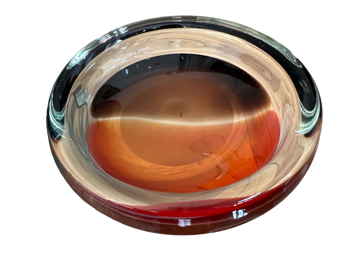 antigua pieza de cristal decorativa de murano en tonos marrones