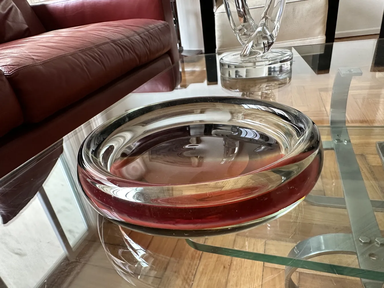 bol en cristal de murano aux tons rouges et clairs