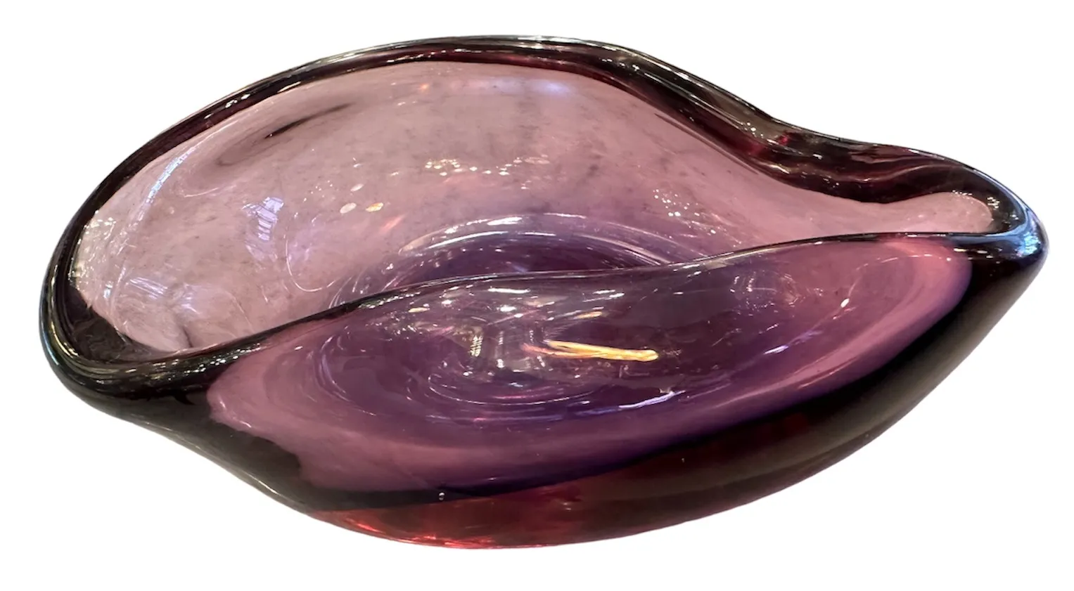 ciotola antica in vetro di Murano in tonalità viola