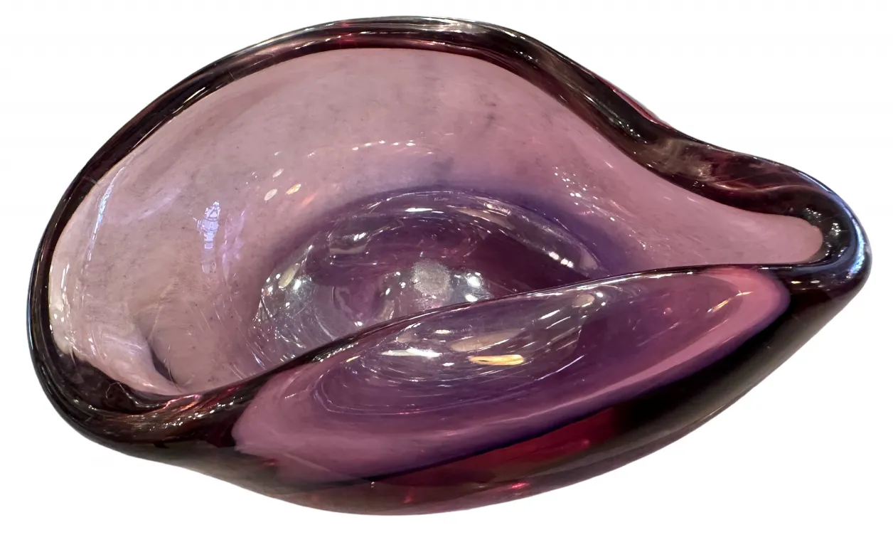 antische murano-glas dekorative schüssel mit sanfter form und lila tönen