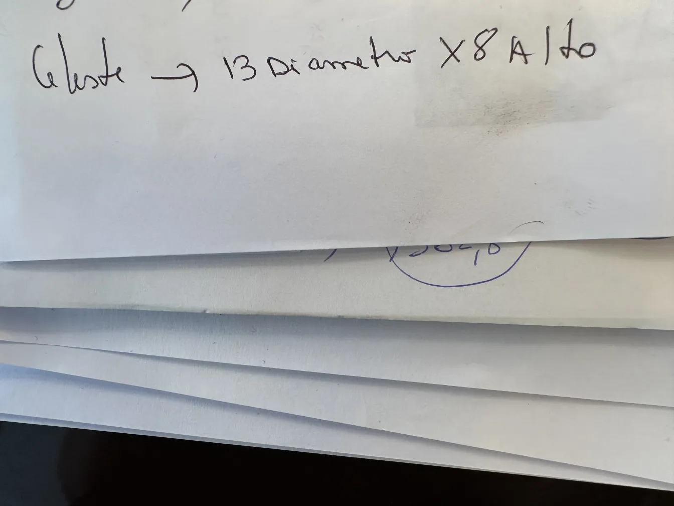 Papier mit Notizen zu Maßen und Farben