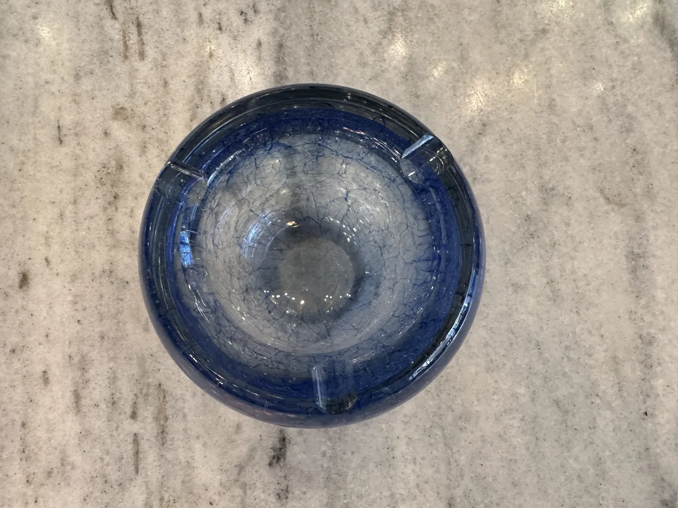 antique Murano glass ashtray in bright blue