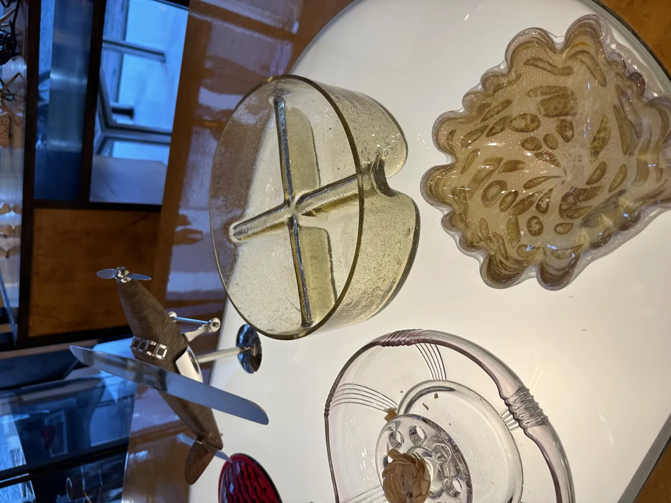 ciotola in vetro di murano con design a spirale, antico