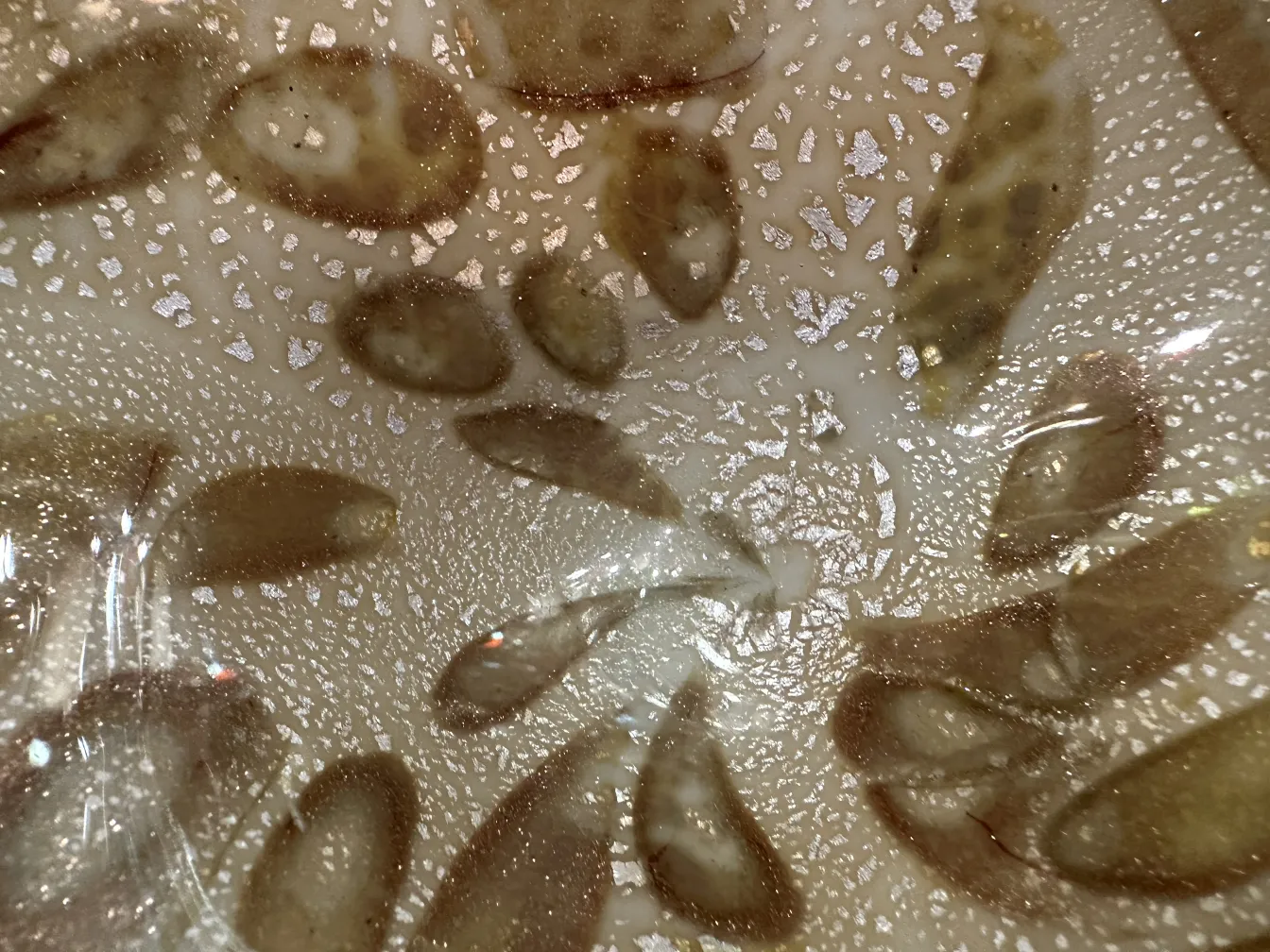 穆拉诺玻璃设计，带有米色调的有机形状