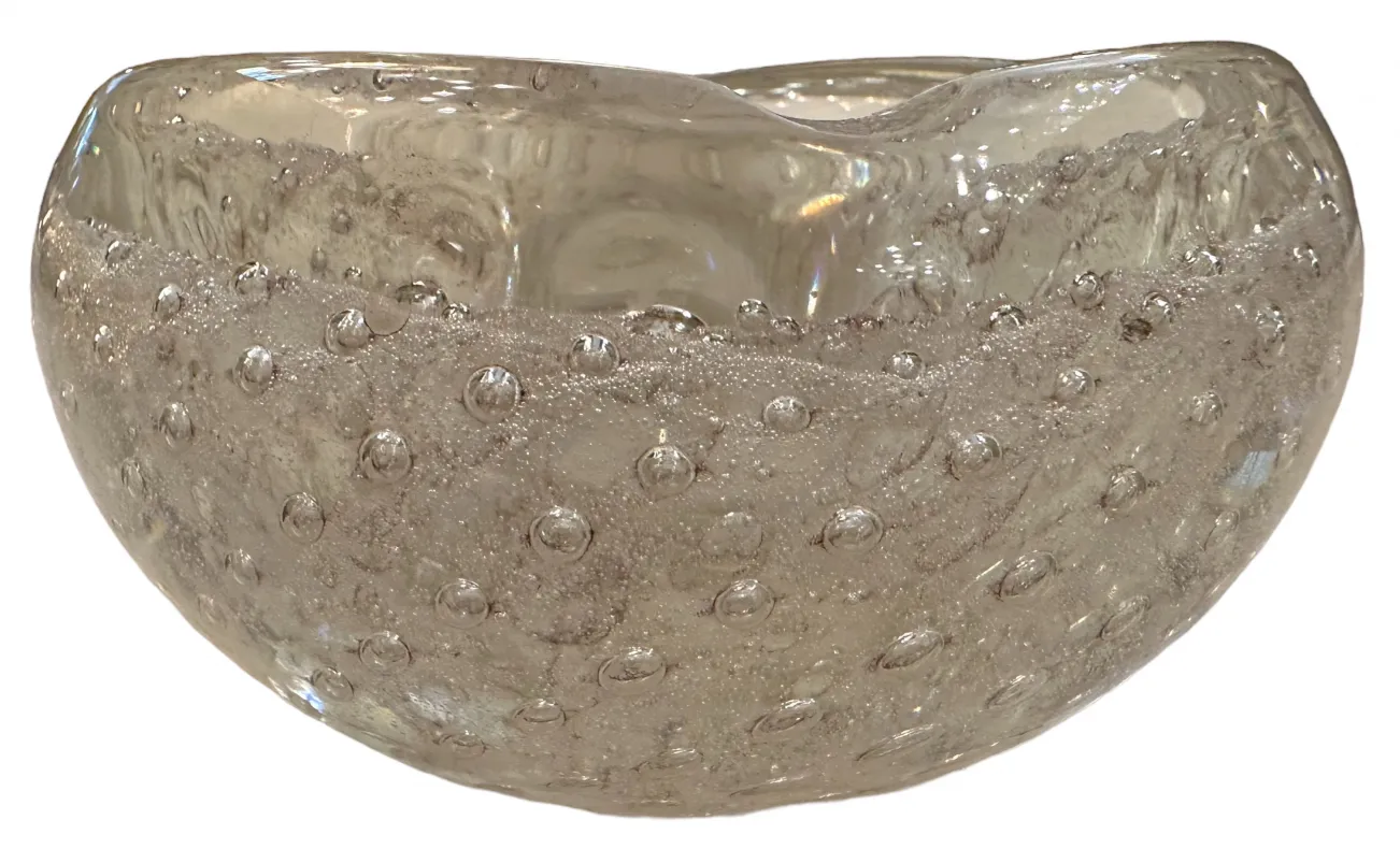 lindo cristal de murano antigo com bolhas, forma arredondada