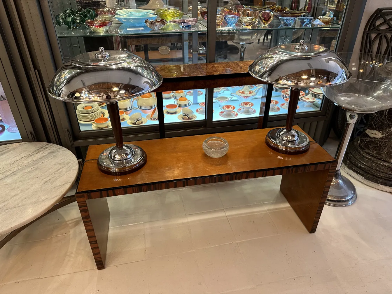 lâmpadas de mesa decorativas com bases de cristal de murano