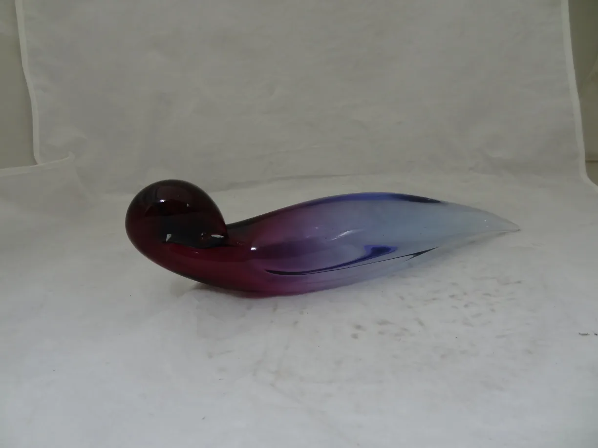 murano glass sculpture with purple and blue tones