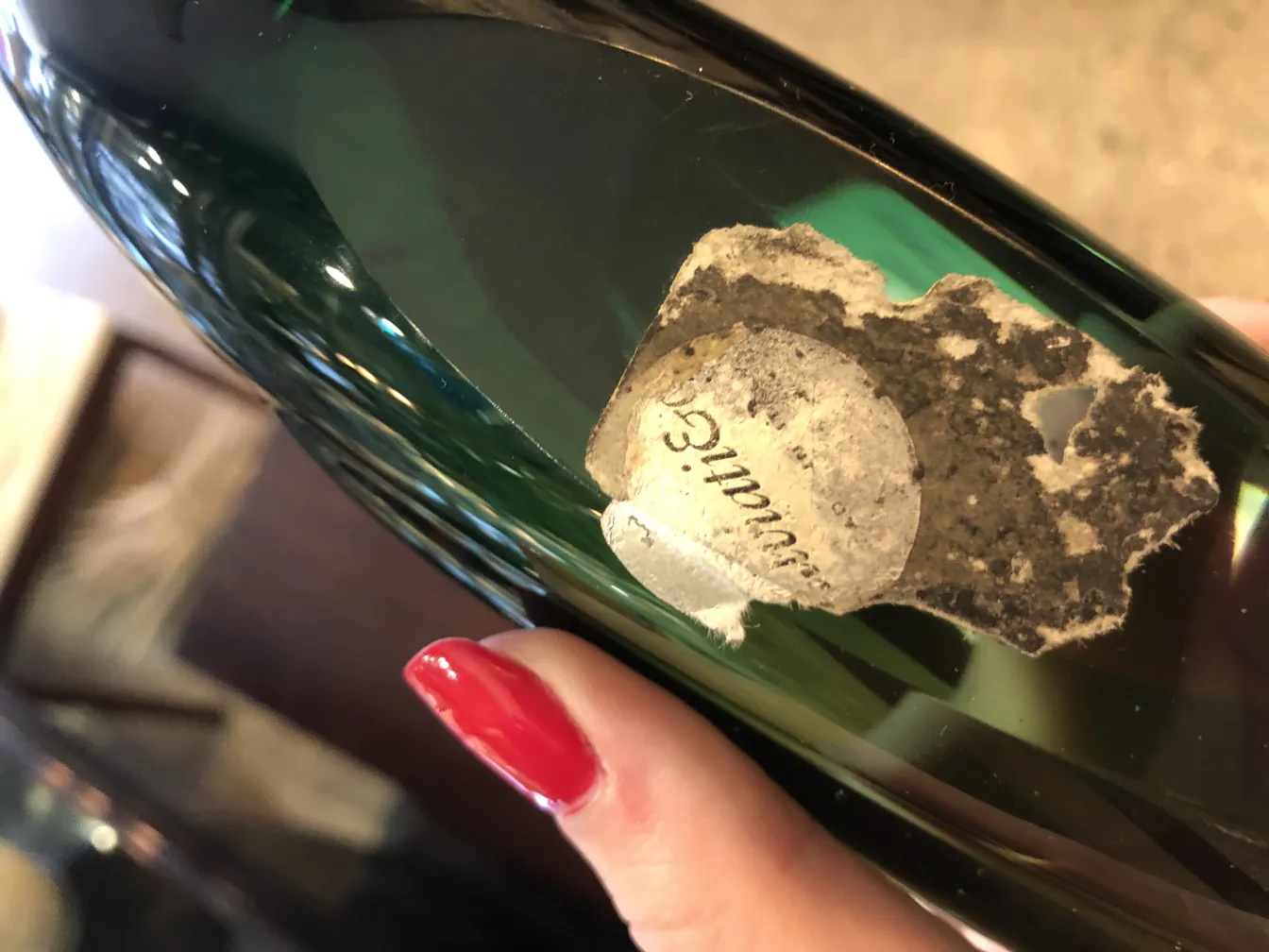 vase antico in vetro di Murano verde con etichetta