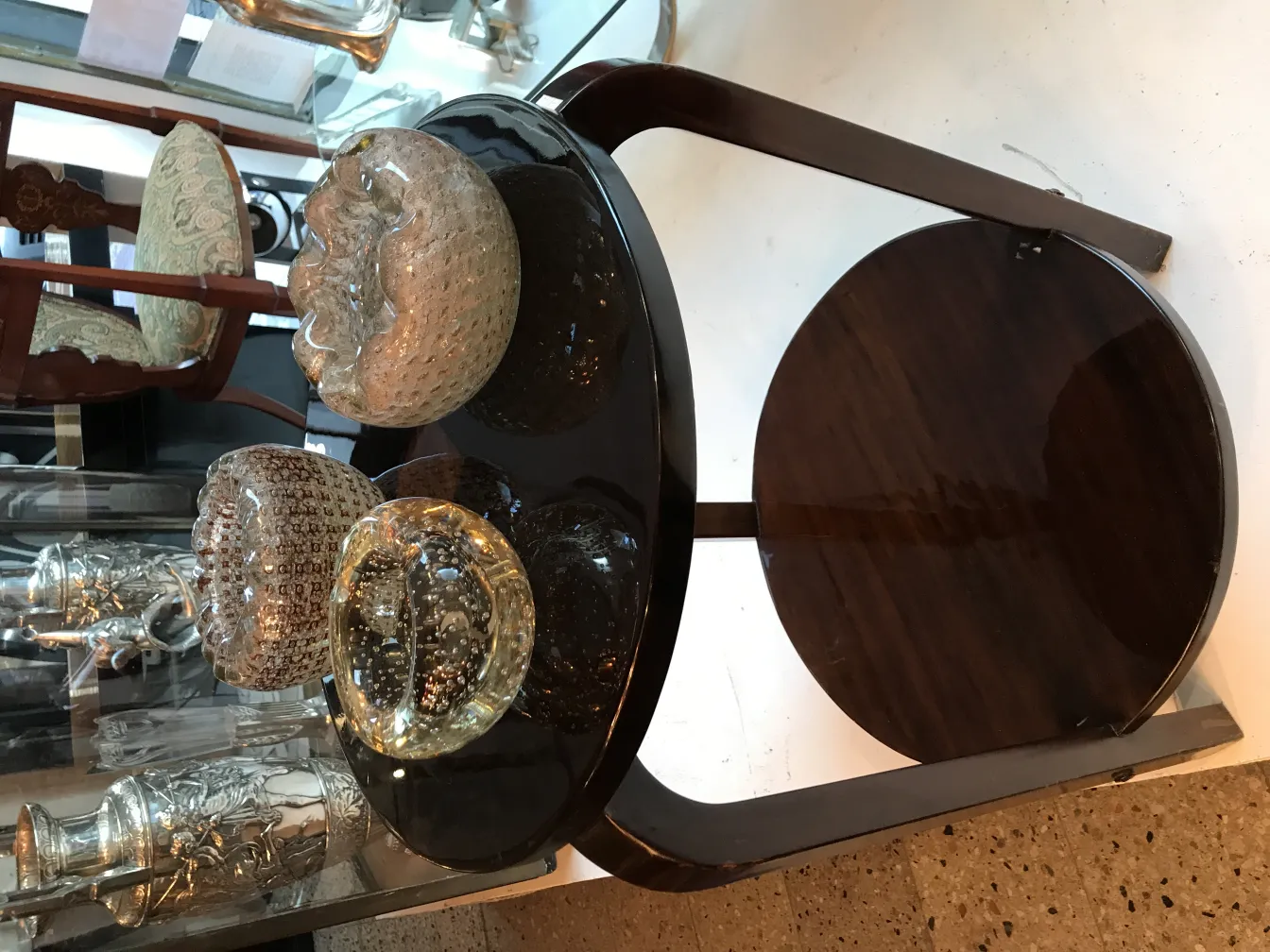 three murano glass vases on elegant table