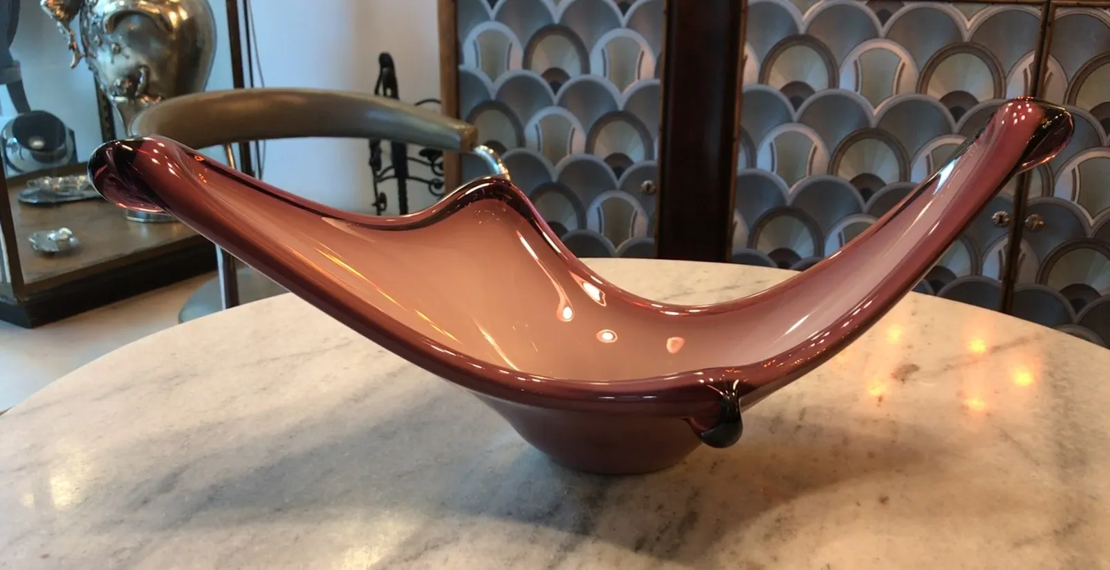 beau morceau de cristal de murano rose et violet